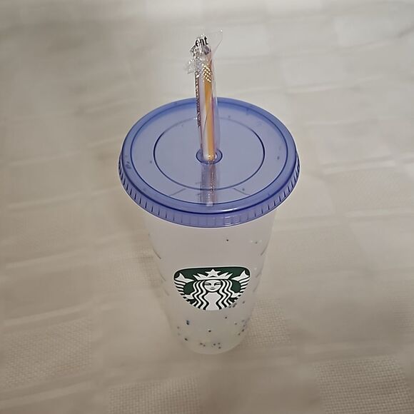 Starbucks Plastic Cold Beverage Cup  With Straw 24oz Clear - Picture 12 of 16